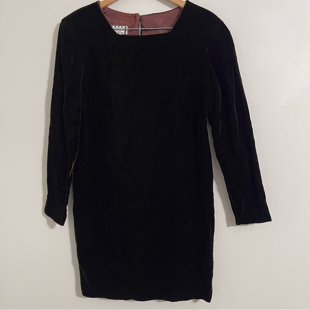 Vintage Henri Bendel New York women’s brown long sleeve velvet dress 12